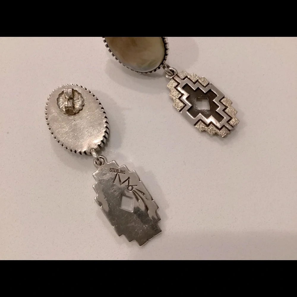Sterling silver southwestern pierced earrings - Picture 1 of 2
